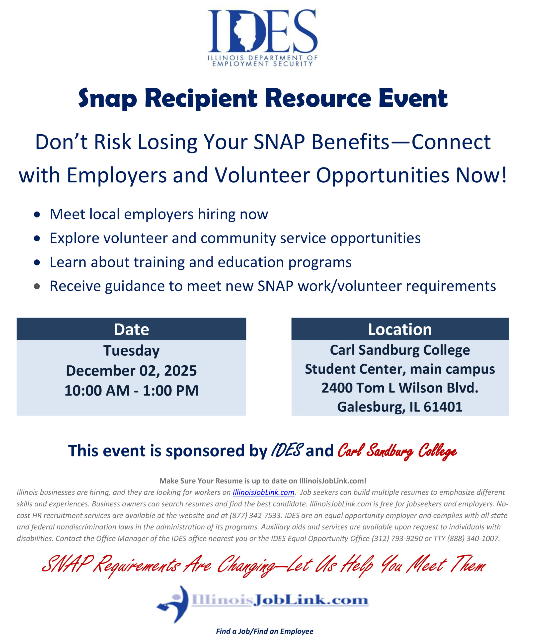 Snap Recipient Resource Event – Carl Sandburg College